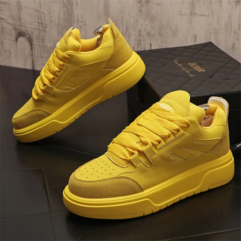 Luxury Designer Fashion New Men's Yellow Rose Red Platform Comfort Casual Board Shoes Flats Male Sports Walking Sneaker