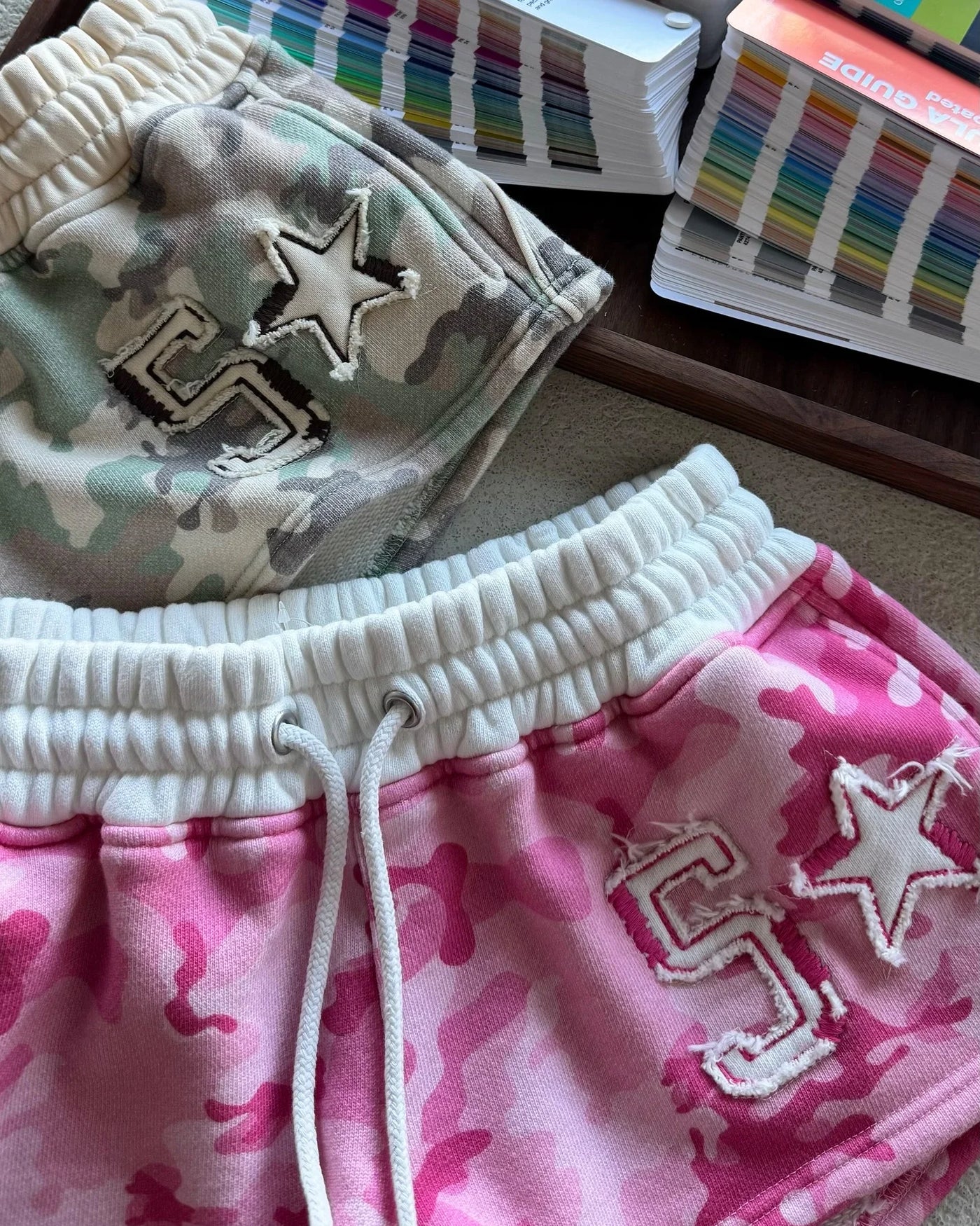 Y2k New Strapless Two Piece Set Women Fashion Summer Camouflage Digital Embroidery Strapless Top Gothic Punk Slim Sexy Shorts