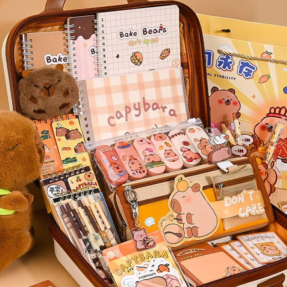 Large Capacity Gift Box Capybara Stationery Set Pencil Case Abundant Back-to-school Gift Kit Cute School Supplies for Students