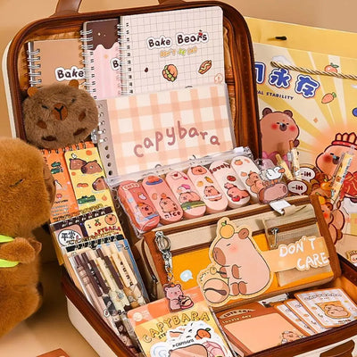 Large Capacity Gift Box Capybara Stationery Set Pencil Case Abundant Back-to-school Gift Kit Cute School Supplies for Students
