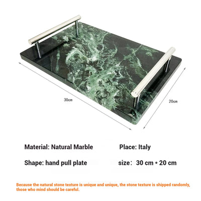 Luxury Green Marble Oval Tray: Bathroom Organizer & Fruit Serving Platter, Waterproof Stone Decor for Hotel Spa Home Kitchen