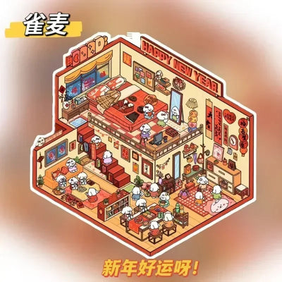 3d stickers cartoon animal Miniature Landscape Scene kawaii PET stickers for kids stress relief Stationery scrapbooking