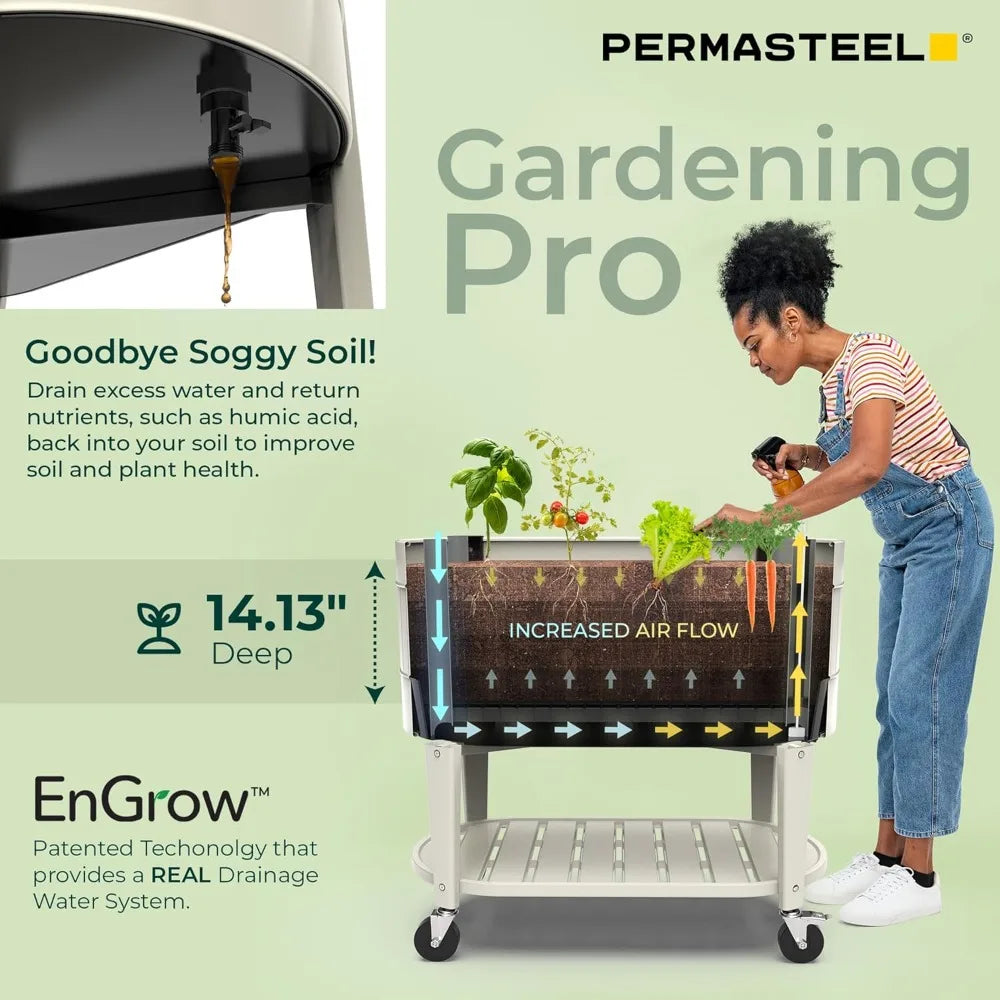Best - Raised Garden Bed with Legs, 40×20×37 in, Planter Box with EnGrow™ TrueSoil™ Technology for Vegetables,
