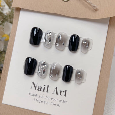 10Pcs Short Handmade Press on Nails Fake Nails Wearable Stick-on Nails False Nail Uñas Postizas Накладные Ногти 네일팁 Faux Ongles
