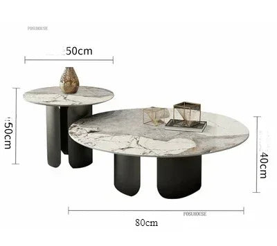 Light Luxury Italian Coffee Tables for Living Room Small Round Rock Slab Designer Table Minimalist Smooth Side Table for Office