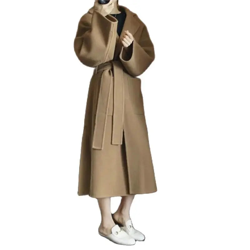 2024 Special Offer Side Slit 100% Pure Wool Women's Coat Long Double-Sided Woolen Coat Loose Comfortable Women's Clothing
