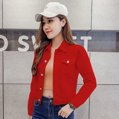 Spring Autumn Women Short Denim Jacket Candy 8 Colors Streetwear Chic Jean Coat Lady Slim Small Outerwear Female casual Tops