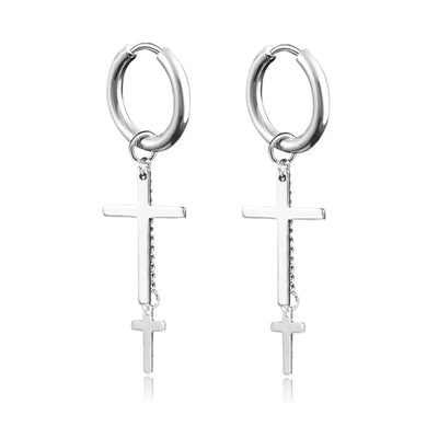 New Punk Stainless Steel Chain Hoop Earrings For Women Men 2023 Trendy Goth Pop Hip Hop Pendants Ear Jewelry Accessories Earring