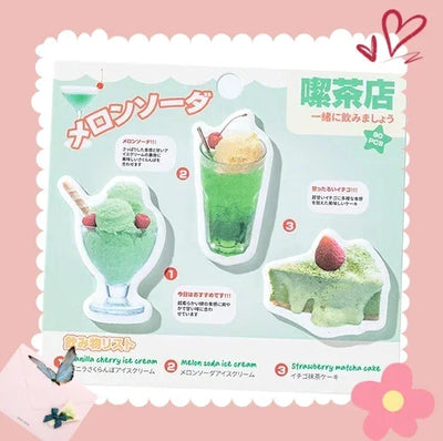 90pcs Cute Memo Pad  Set Welcome To The Teahouse Series  Memo Pad  Kawaii Stationery