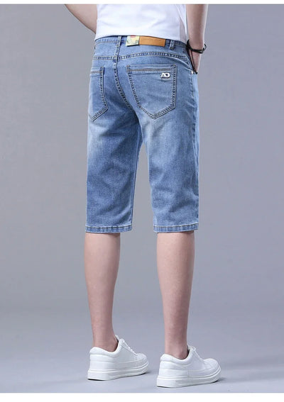 2024 New in SULEE Brand Summer  Men's Stretch Short Jeans Fashion Casual Slim Fit High Quality Elastic Denim Shorts Male Clothes
