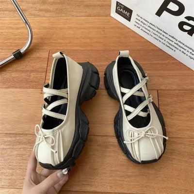 Ballerinas Woman 2025 Clogs Platform Low Heels Bow-Knot Casual Female Sneakers Summer Shoes Ladies Shallow Mouth Flats Ballet Cr