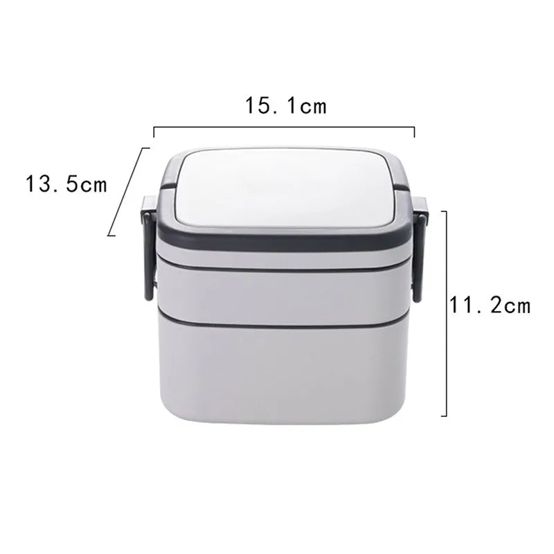 Fashion Morandi Color Portable Double Layered Lunch Box Student Lunchbox Plastic Microwave Preservation