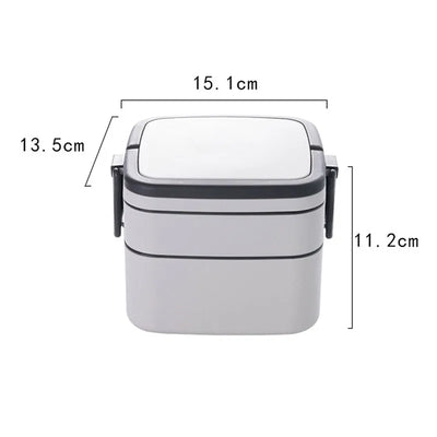 Fashion Morandi Color Portable Double Layered Lunch Box Student Lunchbox Plastic Microwave Preservation