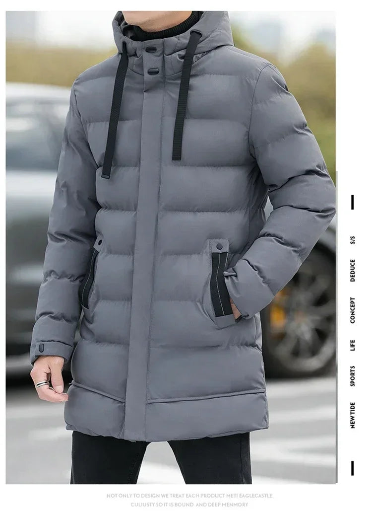 Male Outwear Winter Coats New Slim Fit Jackets Winter Jackets Men Hooded Casual Long Down Jackets Thicker Warm Parkas Size 4XL
