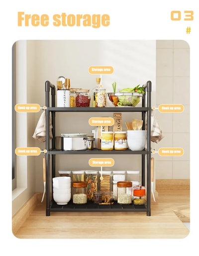 2/3Layer Kitchen Storage Shelf High-capacity Easy To Install Seasoning Rack PP Material Modern Minimalism Kitchen Furniture
