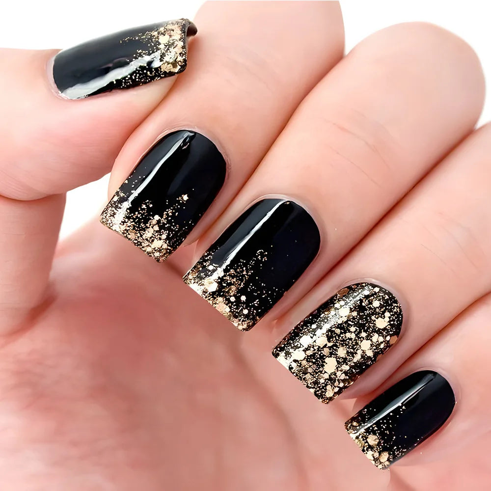 24pcs Press on Nails Square Flower False Nails Wearable Stick-on Nails Fake Nail Uñas Postizas Mujer Накладные Ногти 네일팁