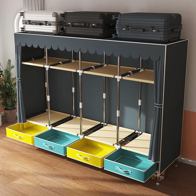 Large Fabric Wardrobe Portable Closet Organizer Multi-layer Dustproof Storage Cabinet for Rental Room or Bedroom