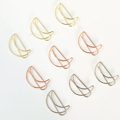20pcs Moon Paper Clip rose gold Paper Clips Golden Plating Paperclip Cute Office Stationery Pin Silver Moon