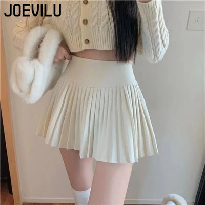 Women's High Waist Pleated Mini Skirt Summer A-Line White Anti Slip Design Skirt for Petite Figure Flattering Y2k Kawaii Skirts