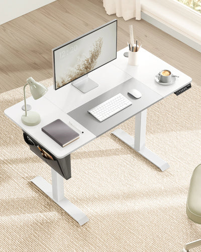 SONGMICS Height adjustable desk electric, 120/140/160 cm, with fabric organizer