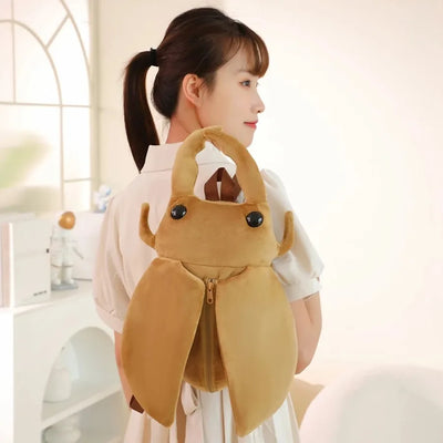 Cicada Plush Backpack Kid School Bag Cute Lifelike Insect Plushie Doll Cartoon Beetle Bag Soft Animal Plush Toy Birthday Gift