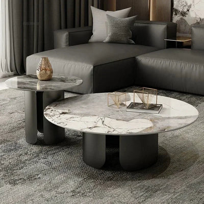Light Luxury Italian Coffee Tables for Living Room Small Round Rock Slab Designer Table Minimalist Smooth Side Table for Office