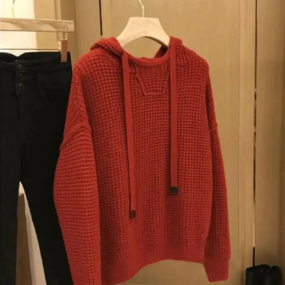Knit Sweater Male Pullovers Plain Solid Color Men's Clothing Hoodies Coat Jacket Red Fashion 2024 High Quality Replica Elegant A