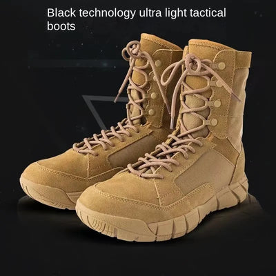 Lightweight Mans Tactical Boots Combat Anti-Collision Training Lace Up Waterproof Outdoor Hiking Breathable Shoe