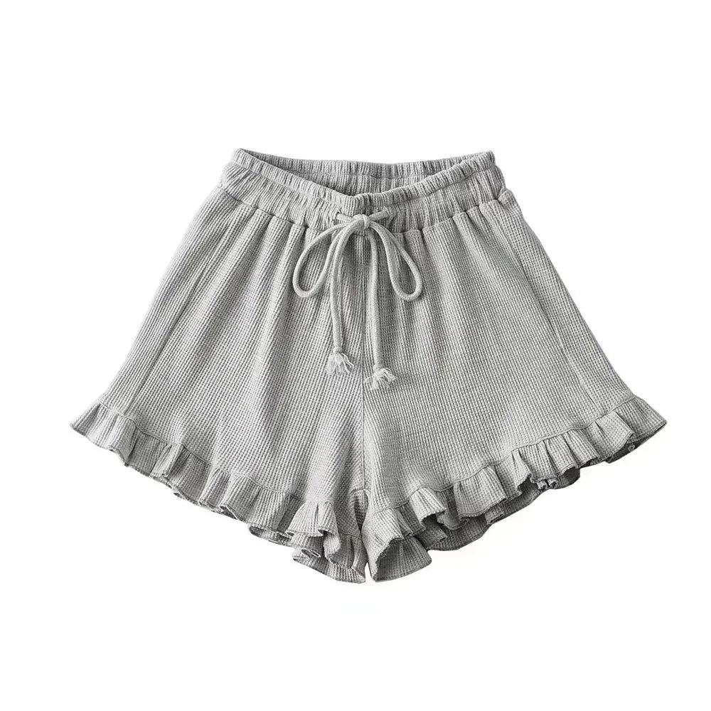 2025 New Summer Ruffled Shorts Fashion Women Y2K Solid Higt Waist Comfortable Loose Short Pants Casual Streetwear Chic Clothing