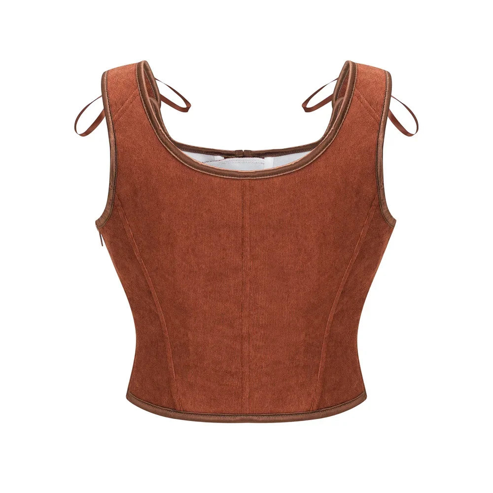 Women's Retro Lace Up Corsets with Straps Steampunk Bustier Crop Top Women Body Shaper Slimming Vest