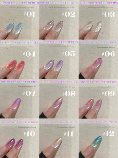 1-24pcs ZH Spring Summer Nails Red Champagne Gold Cat's Eye Gel Nail Polish Nail Art Versatile Popular Whitening Nail Supplies