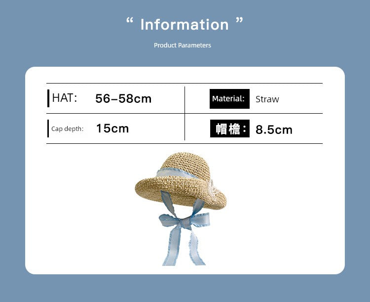 Korean Style Small Flower Women's Seaside Beach Bow Straw Hat