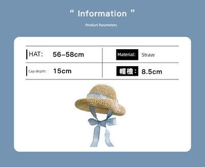 Korean Style Small Flower Women's Seaside Beach Bow Straw Hat