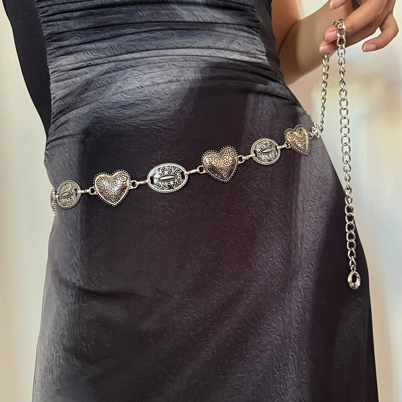 Designer Belts For Women High Quality Y2K Goth Female Waist Tassel Belly Dance Waist Chain Adjustable Long Golden Belt Punk