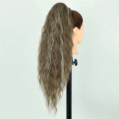 Curly Wavy Drawstring Ponytail Extension Long Clip In Ponytail Hair Extensions for Black Women Blonde Synthetic Fake Hairpieces