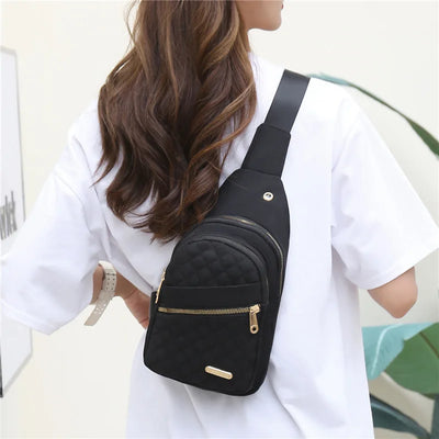 Women Chest Bag Simple Ladies Crossbody Bag Small Sling Backpack Fashion Large Capacity Waterproof Sling Bag with Headphone Jack
