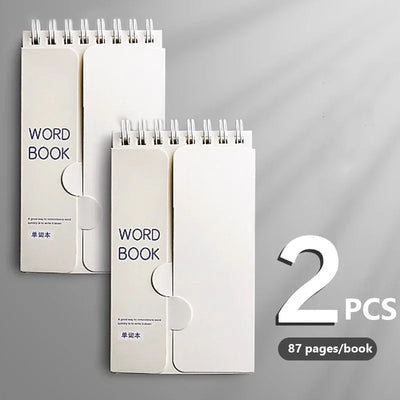 Portable Vocabulary Memory Notepad - Shorthand Spiral Notebook for Planning and Memorization with Cover-Up Feature