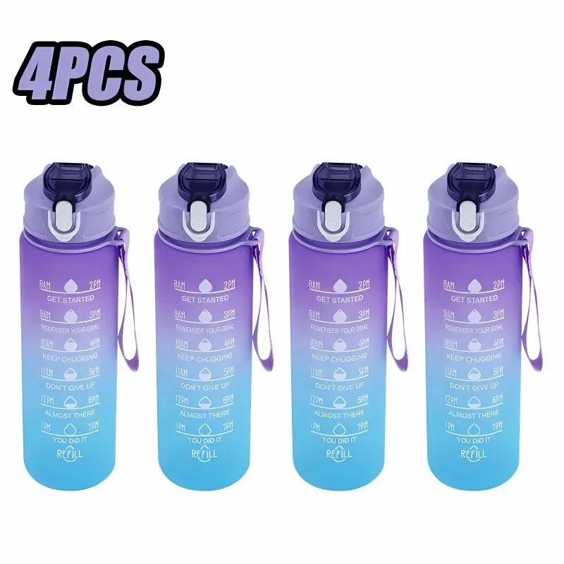 900ml Leakproof Water Bottles with Times To Drink and Straw Motivational Drinking Sports Water Bottle for Fitnes Gym Outdoor