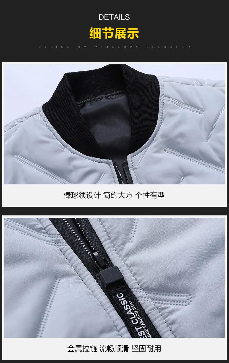 New Autumn Winter Jacket Men Cotton Padded Jacket Korean Fashion Streetwear Casual Jacket Men Stand Collar Coats Jackets 4XL 5XL