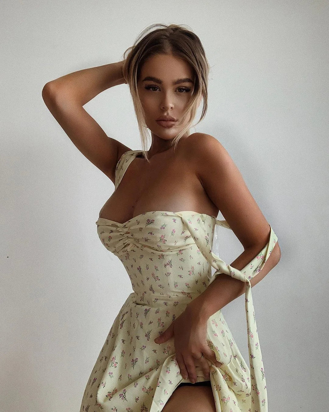 Josiaoprah Holiday floral dress lace up women's summer sundress A-line Spaghetti Strap dress Prairie chic ladies vestidos