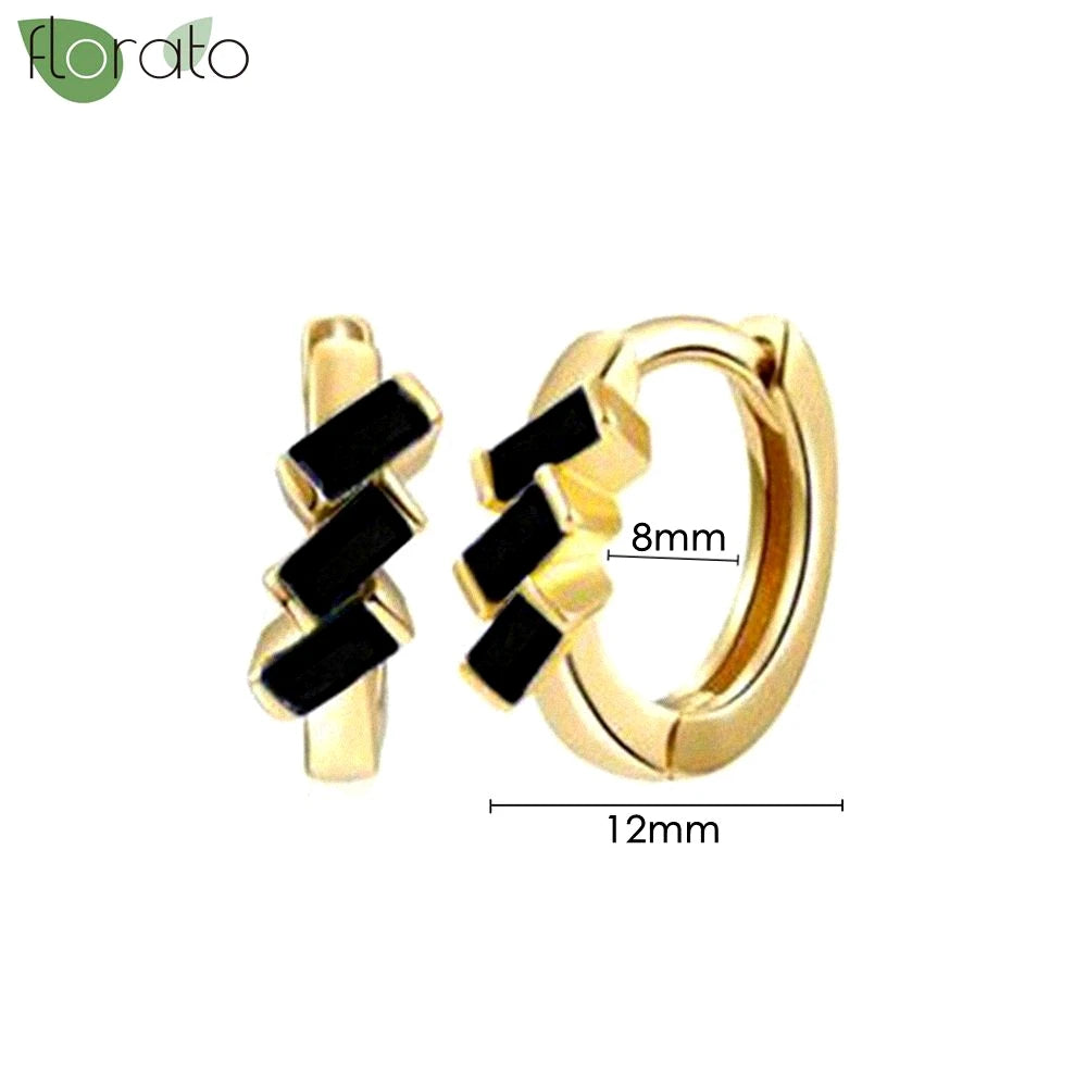 925 Sterling Silver Needle Fashion Round Pendant Small Earrings Luxury Gold Hoop Earrings for Women Premium Black Jewelry Gifts