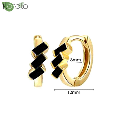 925 Sterling Silver Needle Fashion Round Pendant Small Earrings Luxury Gold Hoop Earrings for Women Premium Black Jewelry Gifts