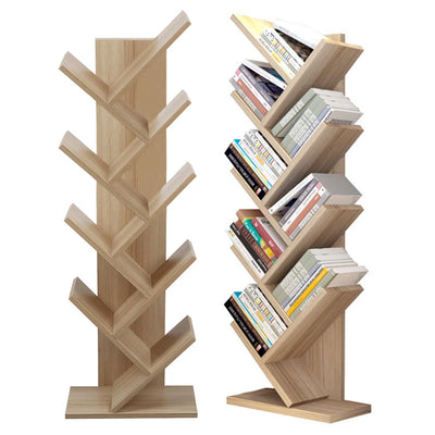 Rustic Standing Tree Bookshelf Wood Display Rack For Home Office Decoration Storage Organizer Shelf Bookcase