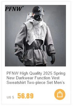 PFNW Unisex Winter Warm Fur Collar Hooded Quilted Padded Jacket 2024 Trend New Brown Loose Causal Short Style Cotton-padded Coat