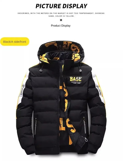 Men Autumn Winter Cotton Jacket Warm Comfortable Padded Thickened Down Jacket 2025 New Double-Sided Clothes Removable Cap M-6XL