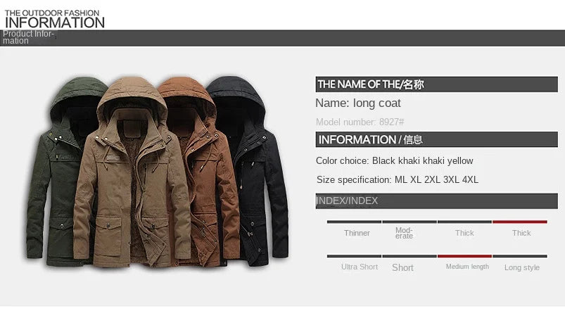 Men's Casual Cotton-padded Jacket Warm Waterproof Crisp High-quality Fabric Comfortable Skin Breathable Wear Resistant Coats