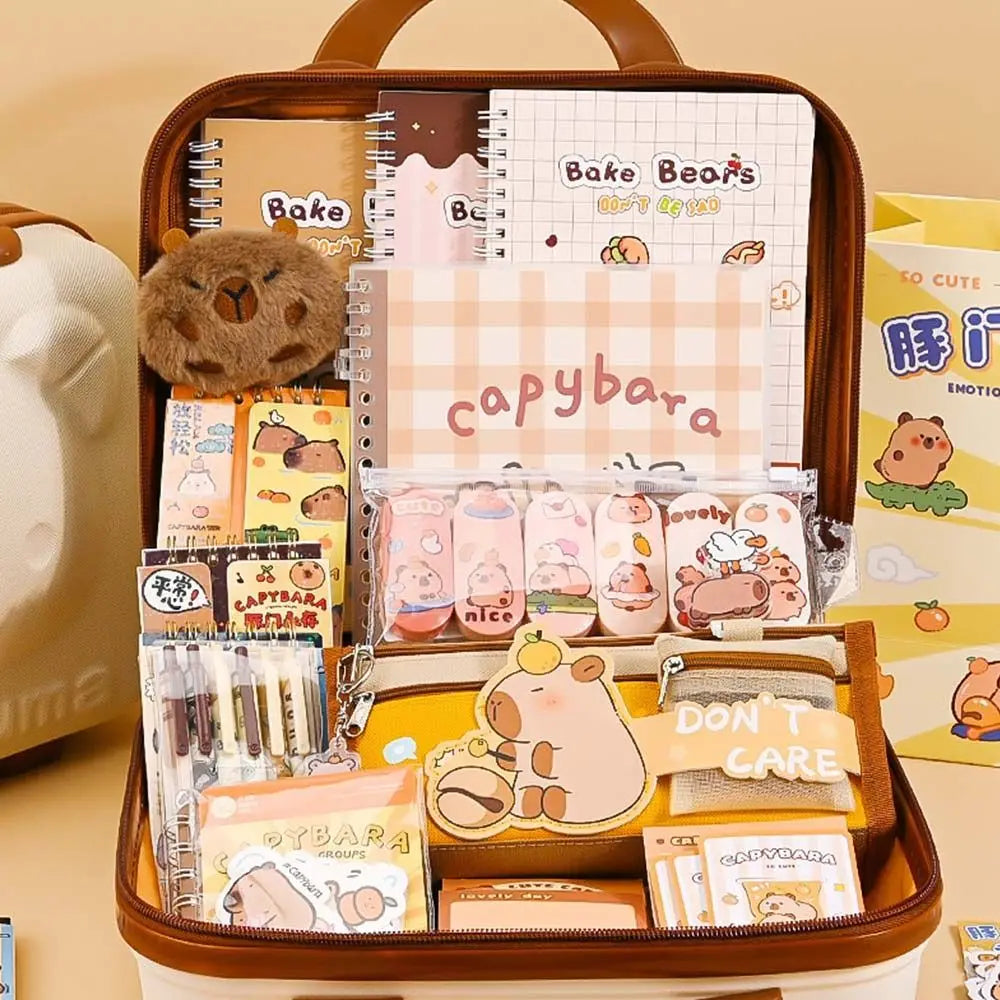 Large Capacity Gift Box Capybara Stationery Set Pencil Case Abundant Back-to-school Gift Kit Cute School Supplies for Students