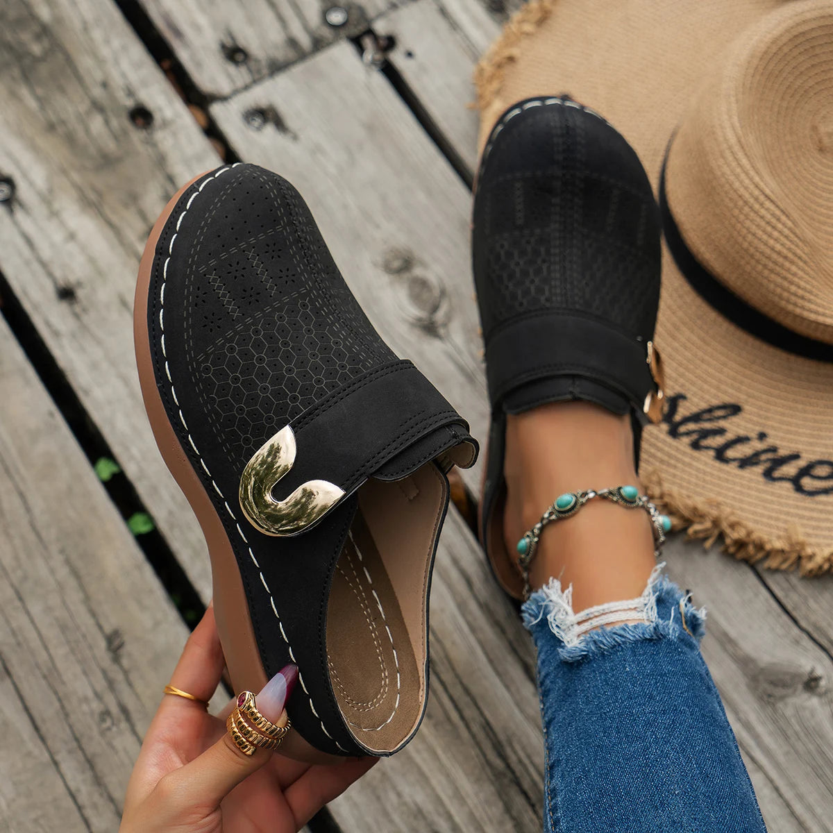 Women Slippers 2024 New Summer Fashion Open Toe Shallow Sandals Flats Shoes Low Heels Slippers Slides Women Zapatos De Mujer