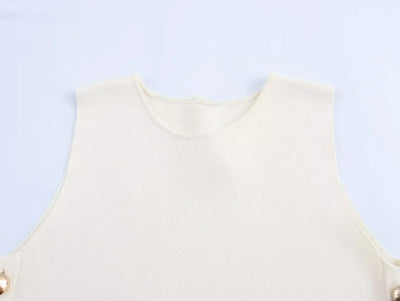 TRAFSHE Woman Side Buttons Knitted Vest Casual Slim Sleeveless High Low Hem O Neck Tanks Y2K Autumn Crop Top 9598/133