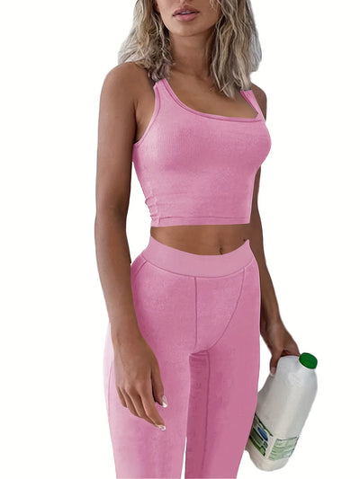 Yoga Wear Apparel Casual 2 Piece Summer Shorts Set For Women Sleeve Top Elastic Leggings Outfits
